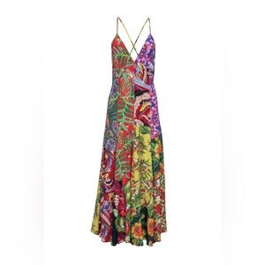 Polo Ralph Lauren Multicolored Multi-Printed Sleeveless Silk Maxi Dress Sz 2